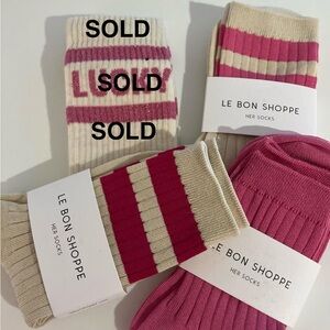 Le Bon Shoppe Women's Pink and Cream Casual Socks